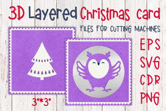 3D SVG Owl Christmas Card for Local Branding