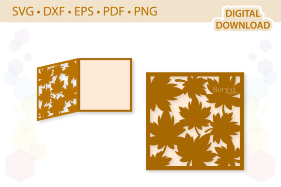 Fall Leaves Greetings Card Template: 3D SVG Shapes